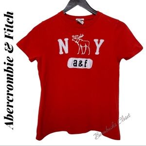 Abercrombie and Fitch Boys Orange T shirt , Embroidered Logo. Size M 100% Cotton